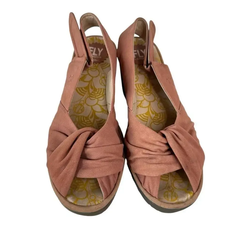 Fly London Womens Yakin Slingback Wedge Sandals Leather Platform EU 41